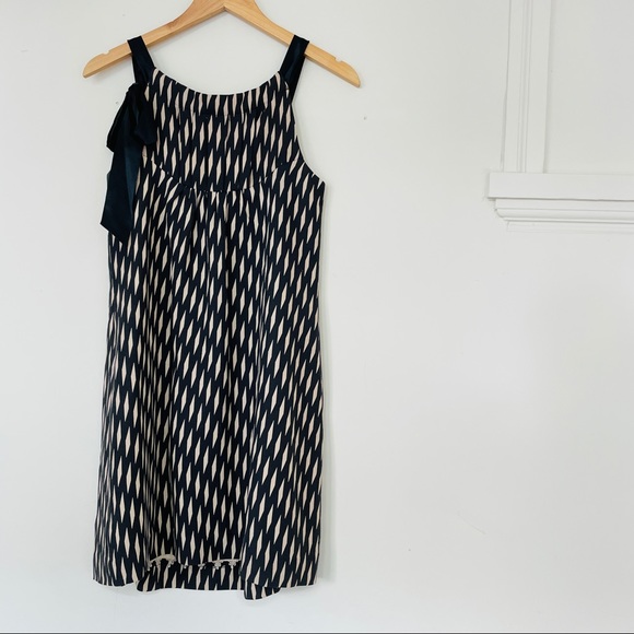 NWT Anthropologie Floreat Endless Diamonds Black & Beige Silk Dress - Picture 3 of 4